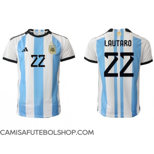 Camisa de time de futebol Argentina Lautaro Martinez #22 Replicas 1º Equipamento Mundo 2022 Manga Curta